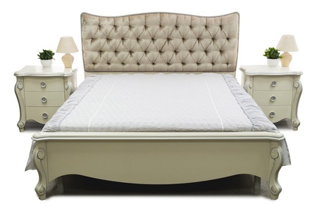 Кровать "Луиза" 160, Молодечномебель (белая эмаль+сп, низкое изножье)