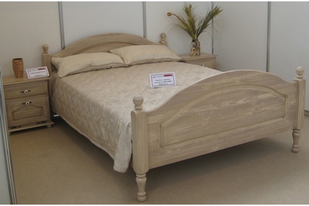 Кровать "Лотос" 160, Бобрускмебель (сосна брашированная белая, высокое изножье)